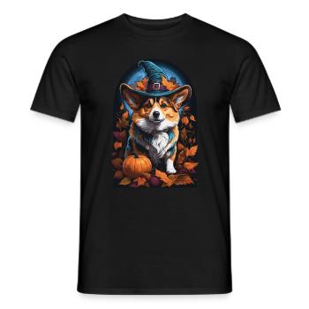 Corgi Witch Halloween Corgi - Men's T-Shirt - black - Front - AI Model Male 178 light (178cm)
