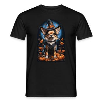 Chihuahua avec chapeau de sorcière Halloween Chihuahua - T-shirt homme - noir - Devant - AI Model Male 178 light (178cm)