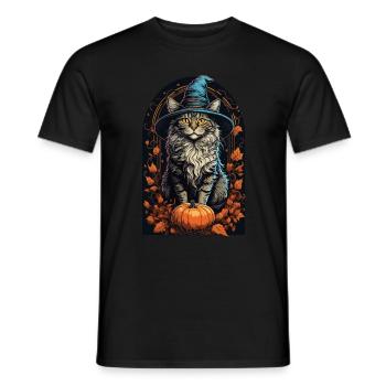 Chat avec chapeau de sorcière Chat d’Halloween - T-shirt homme - noir - Devant - AI Model Male 178 light (178cm)