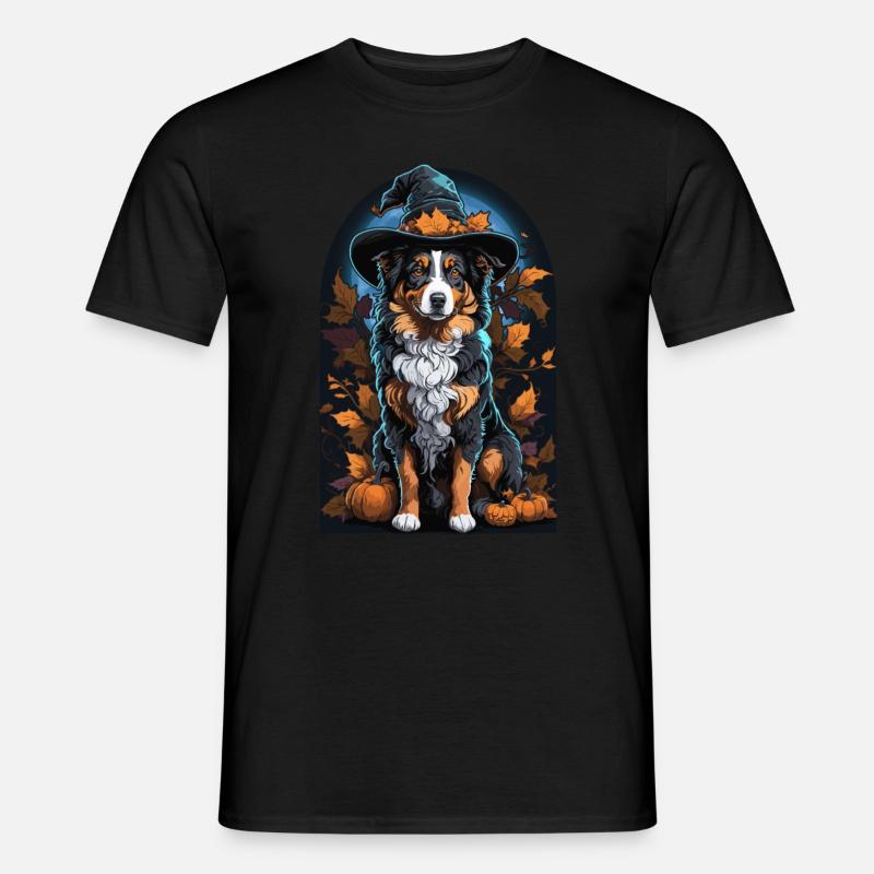 Australian Shepherd Hexe Halloween Aussie - Männer T-Shirt - Schwarz