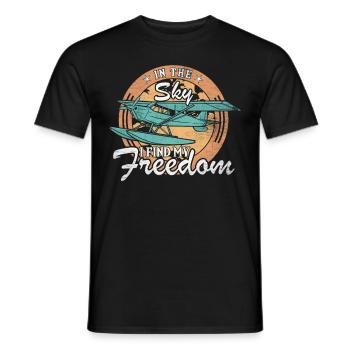 In The Sky I Find My Freedom Model Airplane - Men's T-Shirt - black - Front - AI Model Male 178 light (178cm)