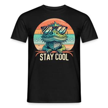 Dragon barbu vintage avec lunettes de soleil - T-shirt homme - noir - Devant - AI Model Male 178 light (178cm)