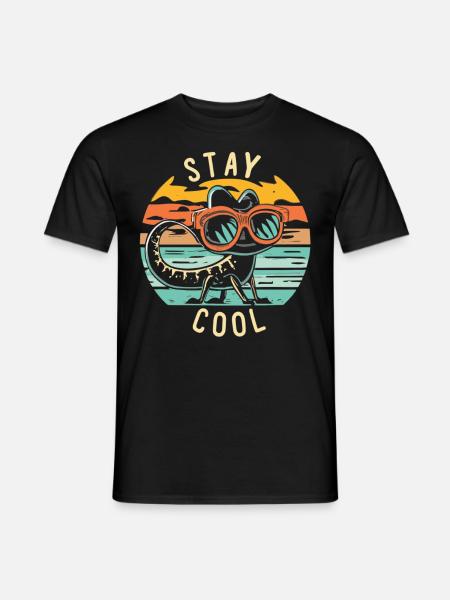 Retro lizard with sunglasses - Men's T-Shirt - black