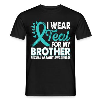 Wear teal for the Brother Sexual Assault - Men's T-Shirt - black - Front - AI Model Male 178 light (178cm)