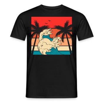 Palm Waves Rétro Vintage - T-shirt homme - noir - Devant - AI Model Male 178 light (178cm)