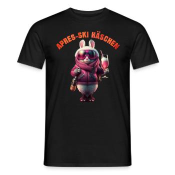 Apres-Ski Häschen Cool mit Cocktail Ski Party - Männer T-Shirt - Schwarz - Vorne - AI Model Male 178 light (178cm)