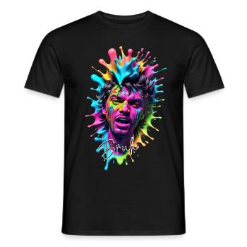 Splash Art 3D design in vivid pastel colors - Men's T-Shirt - black - Front - AI Model Male 178 light (178cm)