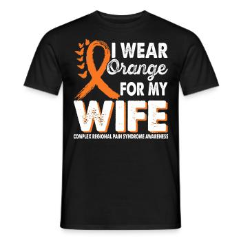 Wear orange for wives Support for - Men's T-Shirt - black - Front - AI Model Male 178 light (178cm)