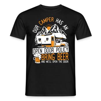 Notre camping-car a une politique de porte ouverte VR - T-shirt homme - noir - Devant - AI Model Male 178 light (178cm)
