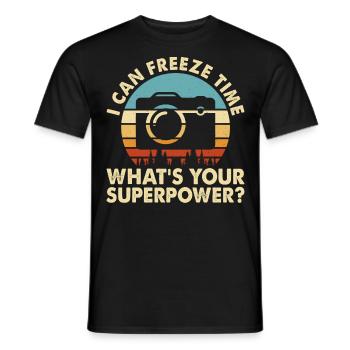Photographer - Men's T-Shirt - black - Front - AI Model Male 178 light (178cm)