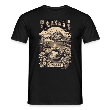 Ukiyo-e Amateurs de café et de thé Retro Japon - T-shirt homme - noir - Devant - AI Model Male 178 light (178cm)