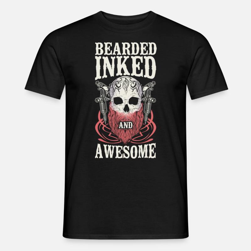Beard Lover Bearded Man Tattoo - Männer T-Shirt - Schwarz