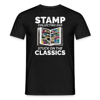 Vintage Postage Stamp Collector Dad Philatelist - Men's T-Shirt - black - Front - AI Model Male 178 light (178cm)