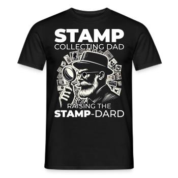 Vintage Postage Stamp Collector Dad Philatelist - Men's T-Shirt - black - Front - AI Model Male 178 light (178cm)
