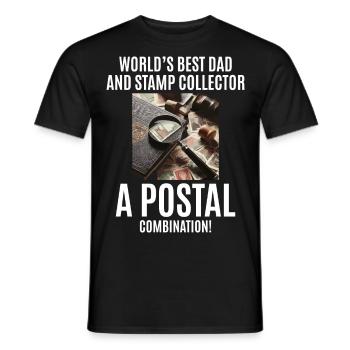 Collectionneur de timbres-poste vintage papa philatéliste - T-shirt homme - noir - Devant - AI Model Male 178 light (178cm)