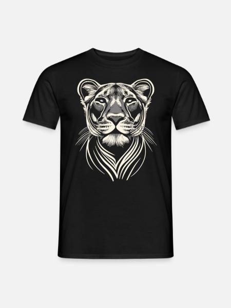 La reine de la savane : le portrait du lion blanc - T-shirt homme - noir