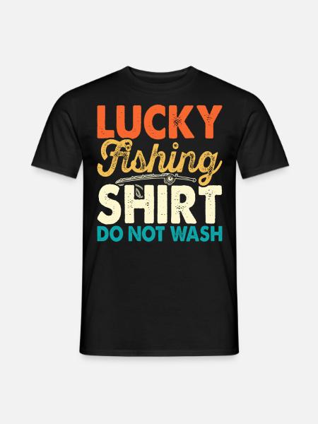 Lucky Fishing Shirt - Heren T-shirt - zwart