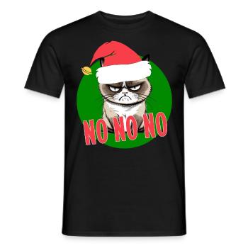 Cat xmas santa hat HO HO HO NO fun Katze Weihnacht - Männer T-Shirt - Schwarz - Vorne - AI Model Male 178 light (178cm)