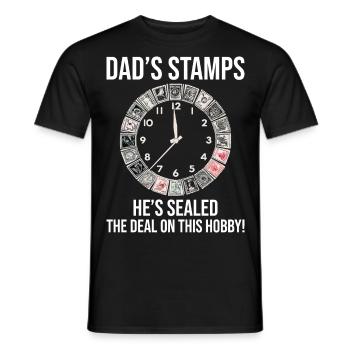 Vintage Postage Stamps Collecting Dad Collectors - Men's T-Shirt - black - Front - AI Model Male 178 light (178cm)