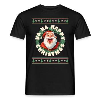 Funny Santa Claus laughs at Christmas Funny - Men's T-Shirt - black - Front - AI Model Male 178 light (178cm)