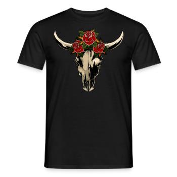 Bullen Skelett mit Roses - Männer T-Shirt - Schwarz - Vorne - AI Model Male 178 light (178cm)