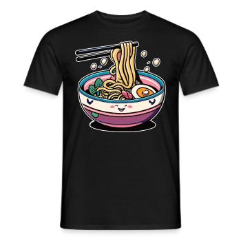 Ramenliebe in Kawaii: Japanische Ramen Grafik - Männer T-Shirt - Schwarz - Vorne - AI Model Male 178 light (178cm)