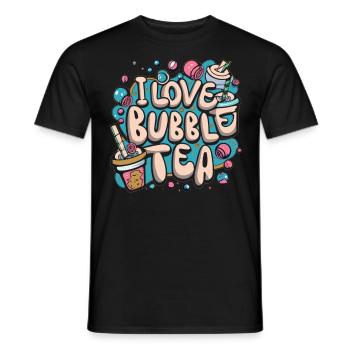 Bubble Tea Dreams - Love, Life, Bubble Tea! - Men's T-Shirt - black - Front - AI Model Male 178 light (178cm)