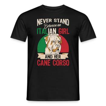 Une Italienne et son Corso de canne - T-shirt homme - noir - Devant - AI Model Male 178 light (178cm)