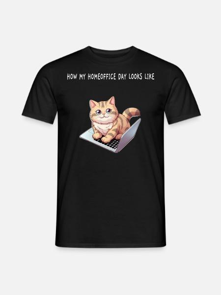 Homeoffice cat - Männer T-Shirt - Schwarz