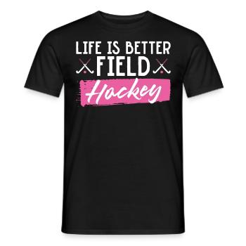 Field Hockey Heart Life Is Better - Men's T-Shirt - black - Front - AI Model Male 178 light (178cm)