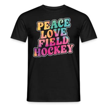 Field Hockey Heart Peace Love - Men's T-Shirt - black - Front - AI Model Male 178 light (178cm)