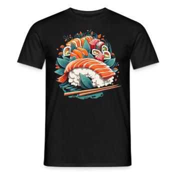 Sushi Passion: Authentic Japanese Sushi - Men's T-Shirt - black - Front - AI Model Male 178 light (178cm)