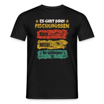 Es gibt 3 Fischgrößen - Männer T-Shirt - Schwarz - Vorne - AI Model Male 178 light (178cm)