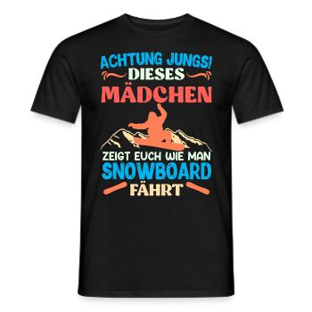 Snowboarder Diese Mädchen Zeigt wie Man Snowboard - Männer T-Shirt - Schwarz - Vorne - AI Model Male 178 light (178cm)