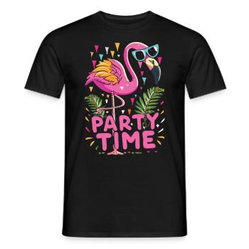 Fête exotique avec flamants roses - Party Time - T-shirt homme - noir - Devant - AI Model Male 178 light (178cm)