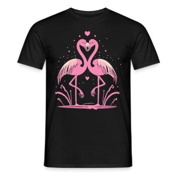 Flamingo Verbundenheit - Für immer miteinander - Männer T-Shirt - Schwarz - Vorne - AI Model Male 178 light (178cm)