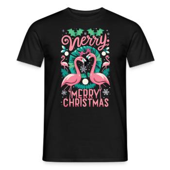 Flamingo zur Weihnachtszeit - Unvergesslich Feier - Männer T-Shirt - Schwarz - Vorne - AI Model Male 178 light (178cm)