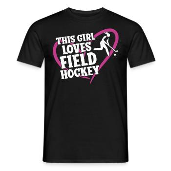 Hockey sur gazon Cette fille aime le terrain - T-shirt homme - noir - Devant - AI Model Male 178 light (178cm)