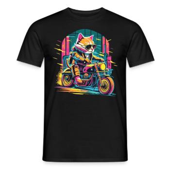 Ride with Paws - Katzenpower auf dem Bike - Männer T-Shirt - Schwarz - Vorne - AI Model Male 178 light (178cm)