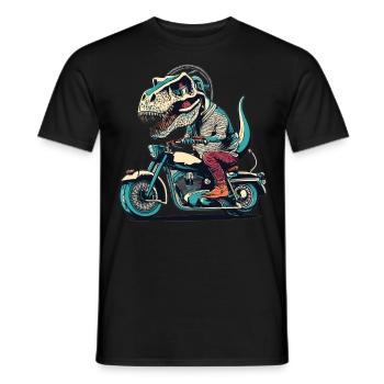 T-Rex Biker - A Primeval Ride - Men's T-Shirt - black - Front - AI Model Male 178 light (178cm)