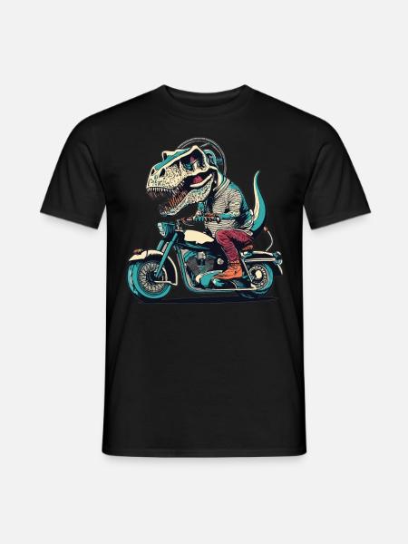 T-Rex Biker - Eine urzeitliche Fahrt - Männer T-Shirt - Schwarz