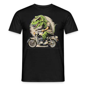 T-Rex rides a motorcycle - Men's T-Shirt - black - Front - AI Model Male 178 light (178cm)