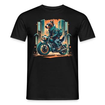 Motorcycle Dogs - Adventure with Paw Power - Men's T-Shirt - black - Front - AI Model Male 178 light (178cm)