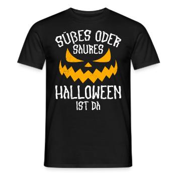Süßes oder Saures Halloween Kürbis Gruselig - Männer T-Shirt - Schwarz - Vorne - AI Model Male 178 light (178cm)