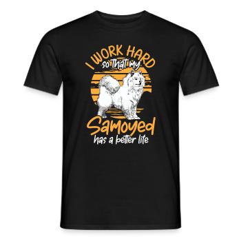 Arbeite für meinen Samojede Samojedenspitz - Männer T-Shirt - Schwarz - Vorne - AI Model Male 178 light (178cm)