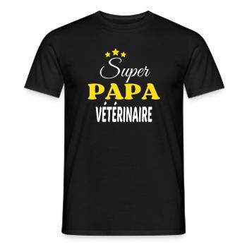 Super Papa VÉTÉRINAIRE ANNIVERSAIRE - T-shirt homme - noir - Devant - AI Model Male 178 light (178cm)