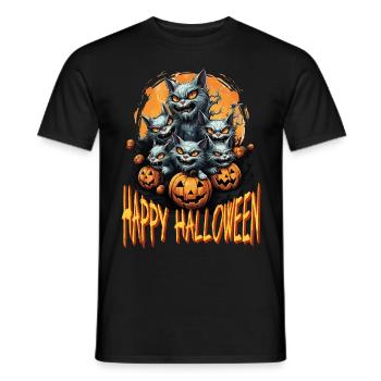 Joyeux Halloween Cats Costume de citrouille effrayant - T-shirt homme - noir - Devant - AI Model Male 178 light (178cm)