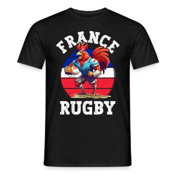 Rugby Frankreich 2023 Hahn Rugbyball Spieler Fan - Männer T-Shirt - Schwarz - Vorne - AI Model Male 178 light (178cm)