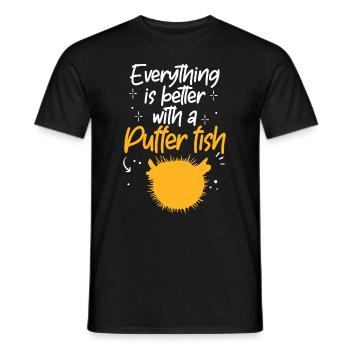 Alles ist besser mit Kugelfisch Aquaristik - Männer T-Shirt - Schwarz - Vorne - AI Model Male 178 light (178cm)