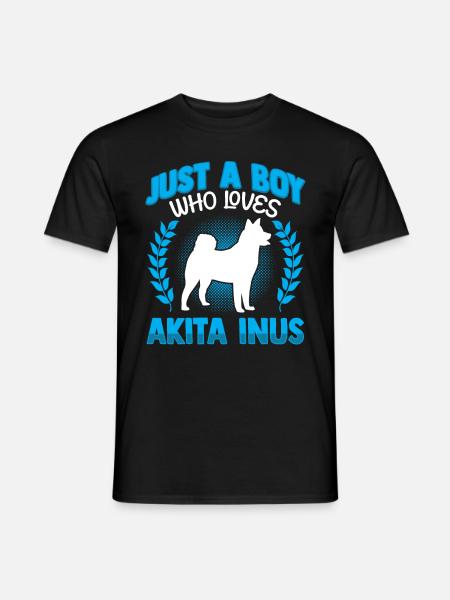Boy who loves Akita Inu Shiba Inu - Men's T-Shirt - black